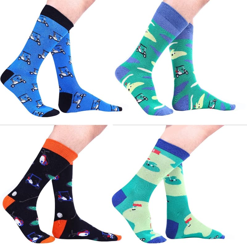 Golf Novelty Crew Socks - Men's 4-Pack
