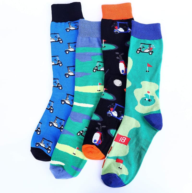 Golf Novelty Crew Socks - Men's 4-Pack