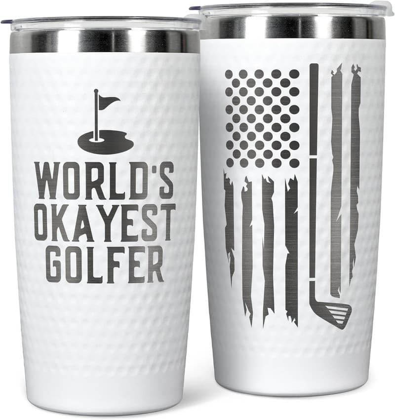 Father's Day Golf Tumbler for Men - 20 Oz Stainless Steel