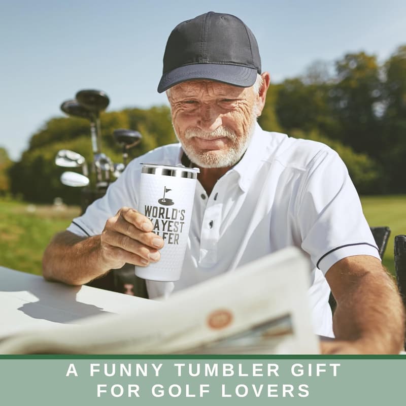 Father's Day Golf Tumbler for Men - 20 Oz Stainless Steel