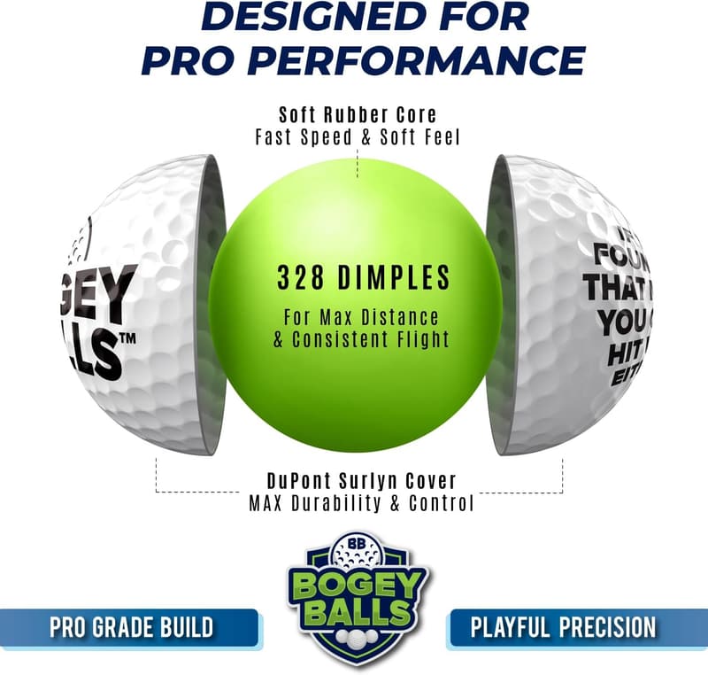 Novelty Golf Bogey Balls 3-Pack for Golfers