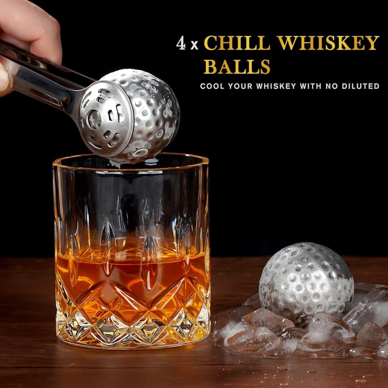 Birthday Golf Whiskey Stainless Steel Ice Ball Set