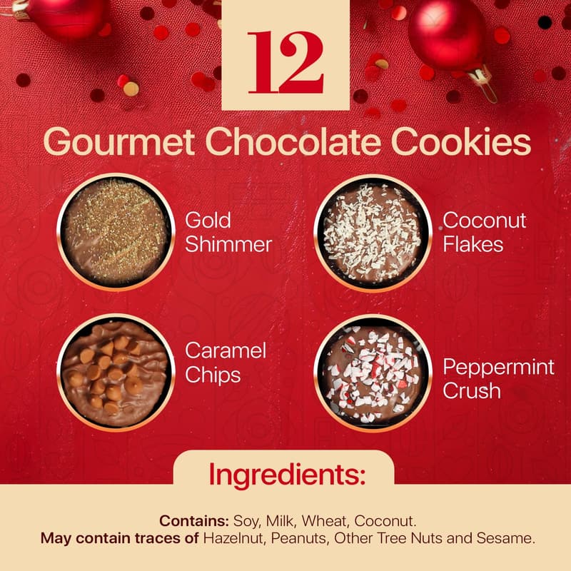 Christmas Cookie Gift Basket – 12 Premium Assorted Cookies