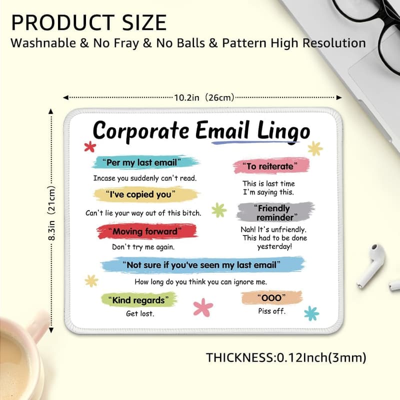 Coworker Farewell Non-Slip Mouse Pad with Stitched Edge