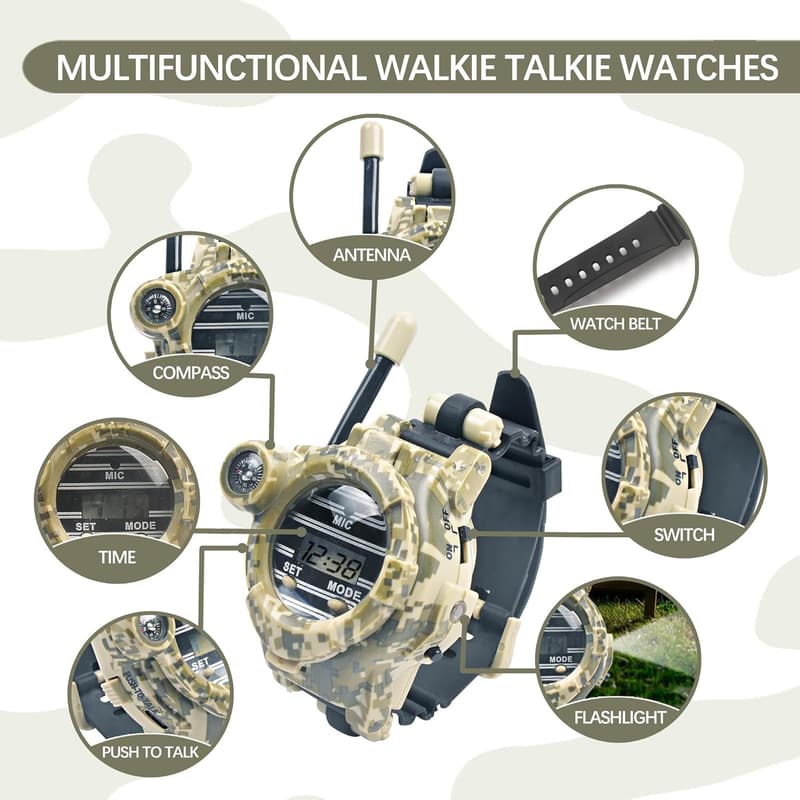 Outdoor Kids Spy Watch Walkie Talkies with Flashlight
