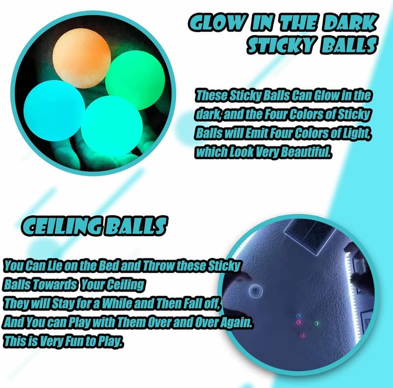 Glow-in-the-Dark Sticky Stress Balls for Kids & Adults