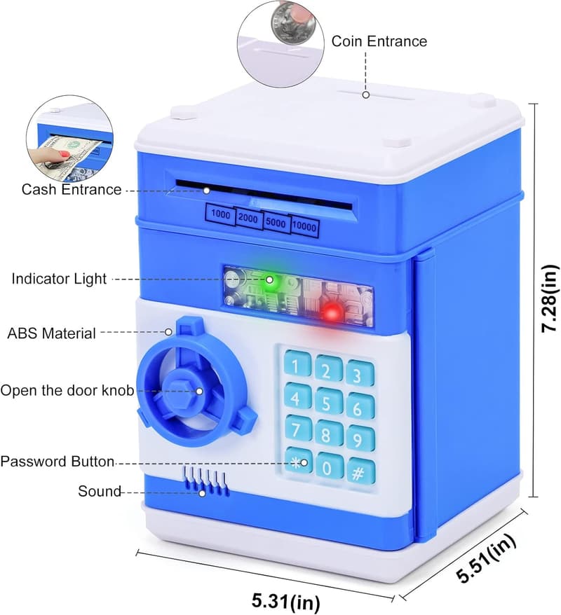 Kids ATM Piggy Bank for Ages 3-12