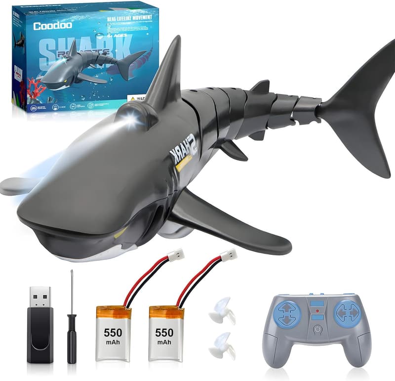 Remote Control Shark Toy for Kids, 2.4G, with 2 Batteries