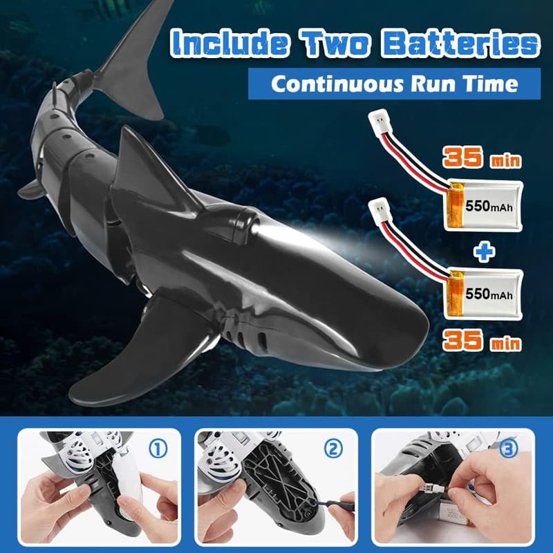 Remote Control Shark Toy for Kids, 2.4G, with 2 Batteries