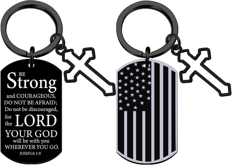 First Communion Men's Religious Flag Keychain