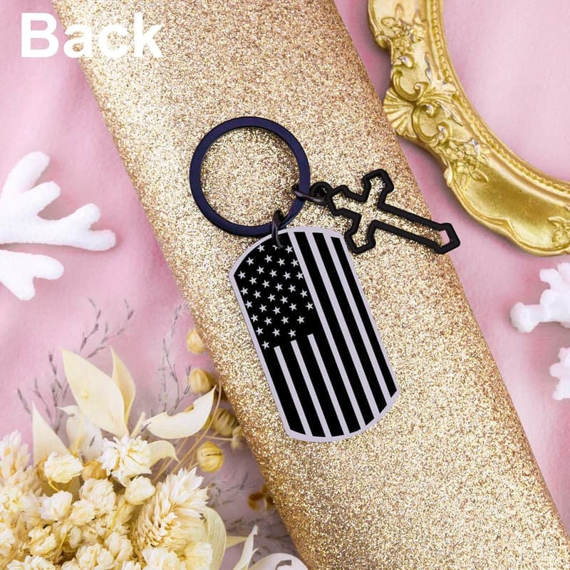 First Communion Men's Religious Flag Keychain