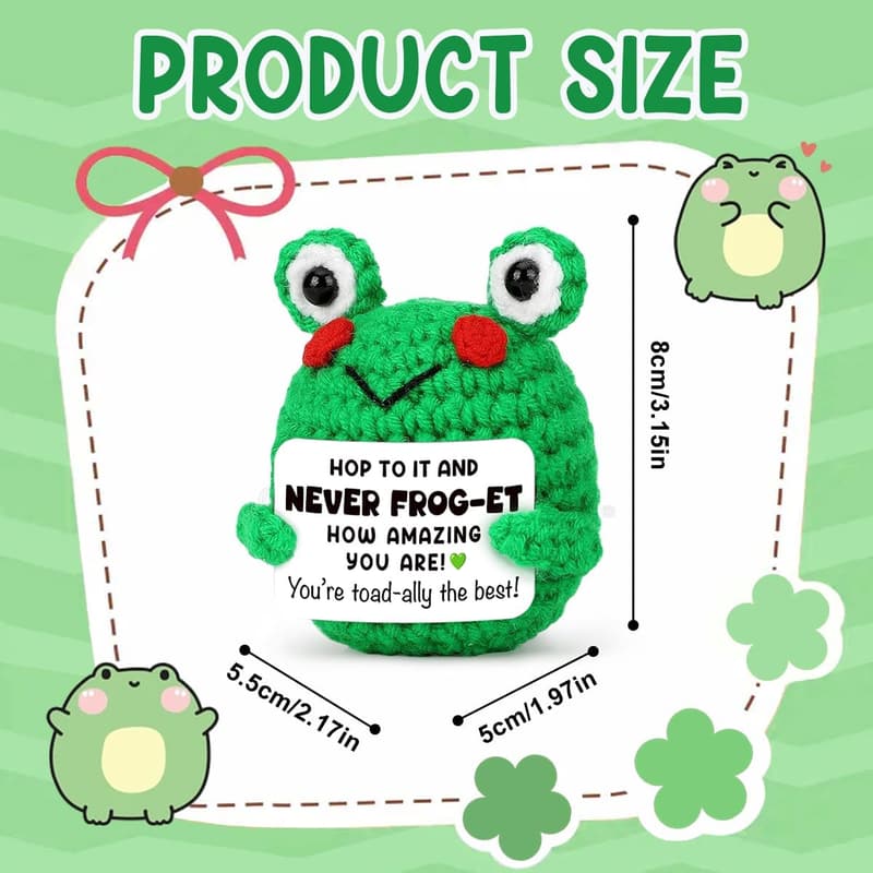 Christmas Frog Crochet with Positive Cards, Small Gift
