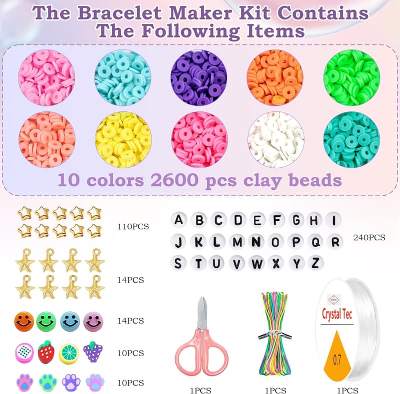 Easter Bracelet Kit: Clay Beads for Ages 6-12