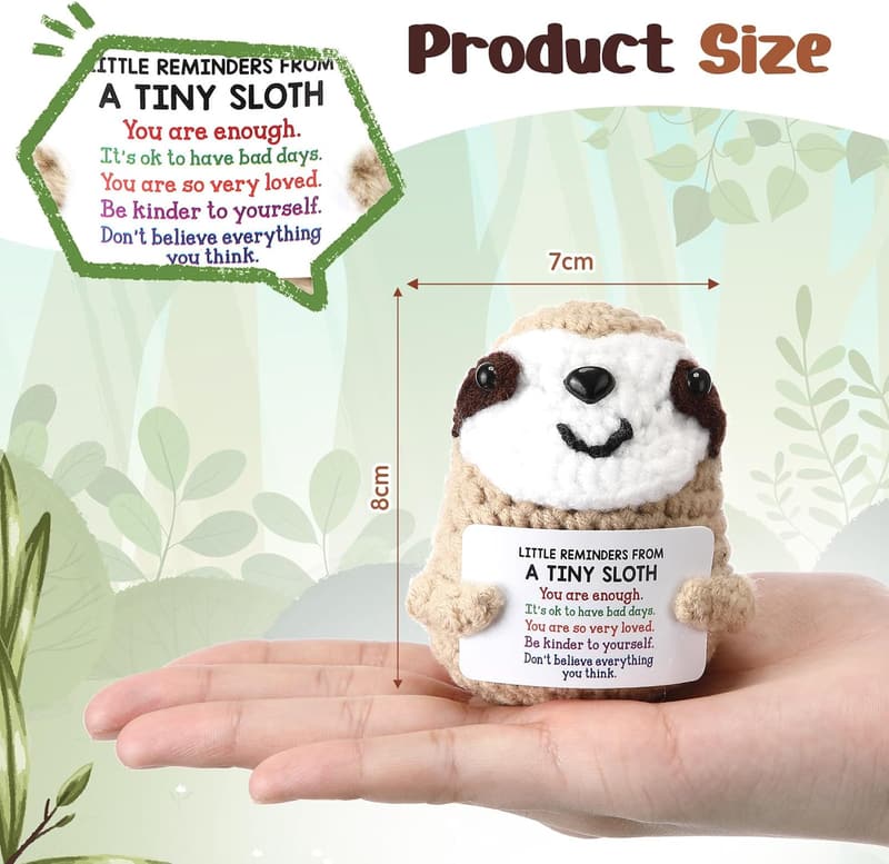 Graduation Positive Knitted Sloths with Card Set