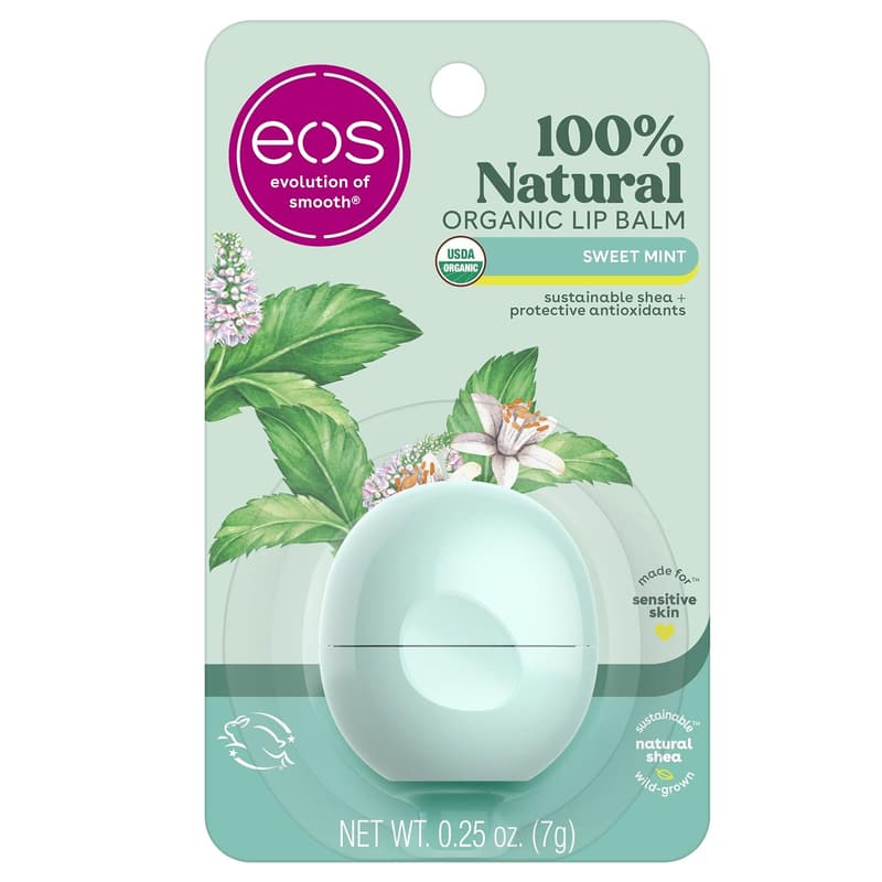 Natural Sweet Mint Lip Balm for Sensitive Skin, 0.25 oz