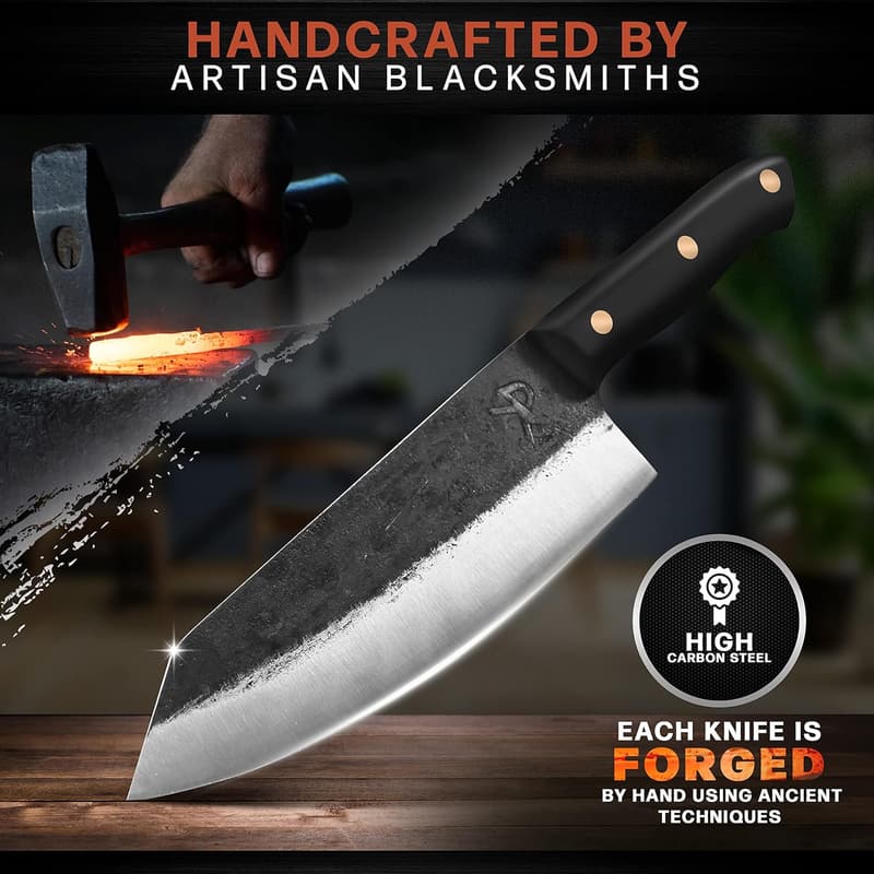 Handmade Chef's Carving Knife with Canvas Sheath