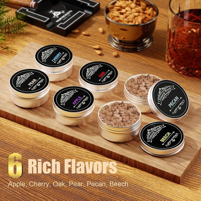 Birthday Electric Whiskey Smoker Kit, 6 Flavors Wood Chips