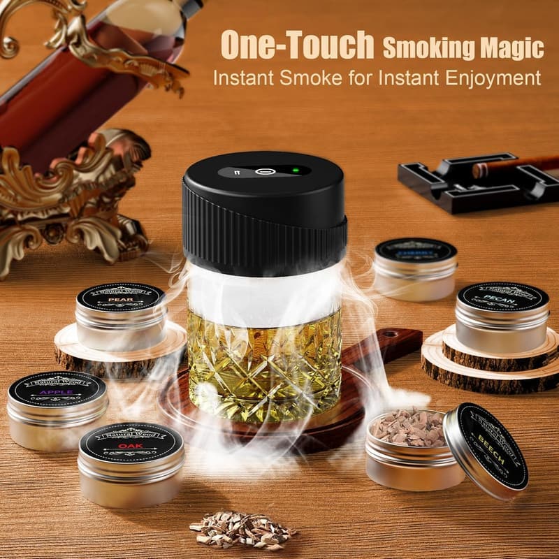 Birthday Electric Whiskey Smoker Kit, 6 Flavors Wood Chips