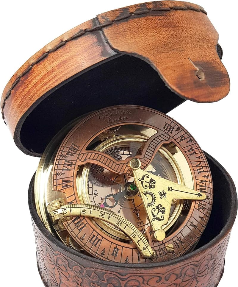 Nautical Sundial Compass Clock in Box Gift