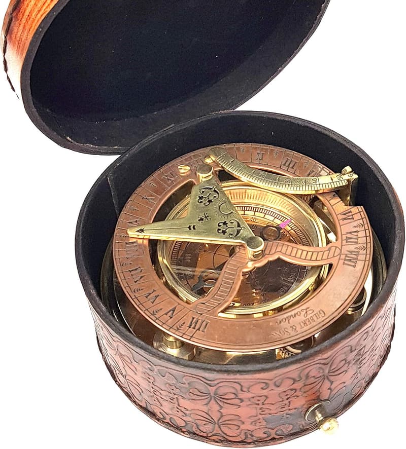 Nautical Sundial Compass Clock in Box Gift