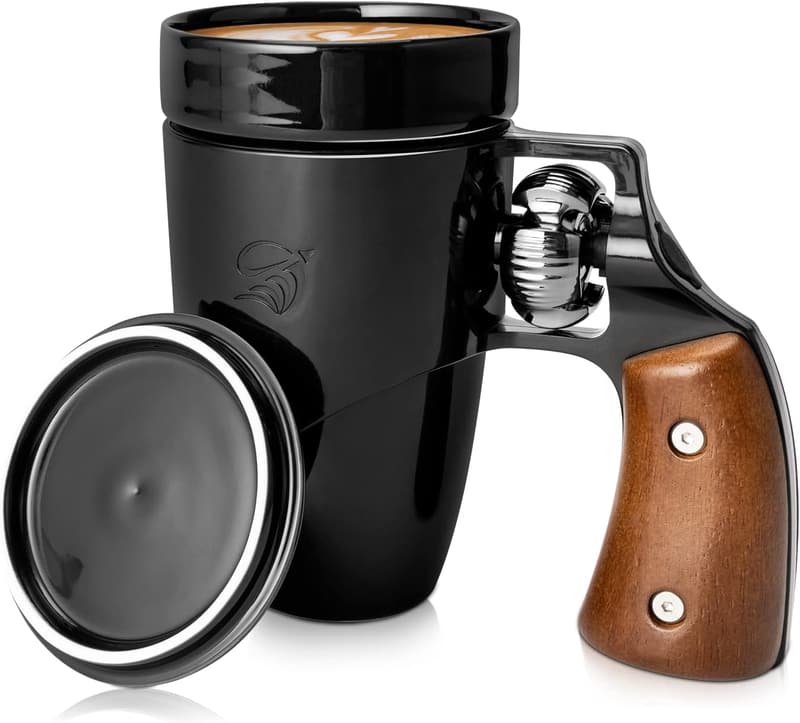 Father's Day Black Revolver Coffee Mug, 16 oz Ceramic