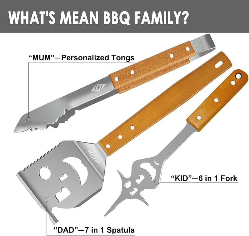 Men's BBQ Grill Tool Set - Extra Long Accessories