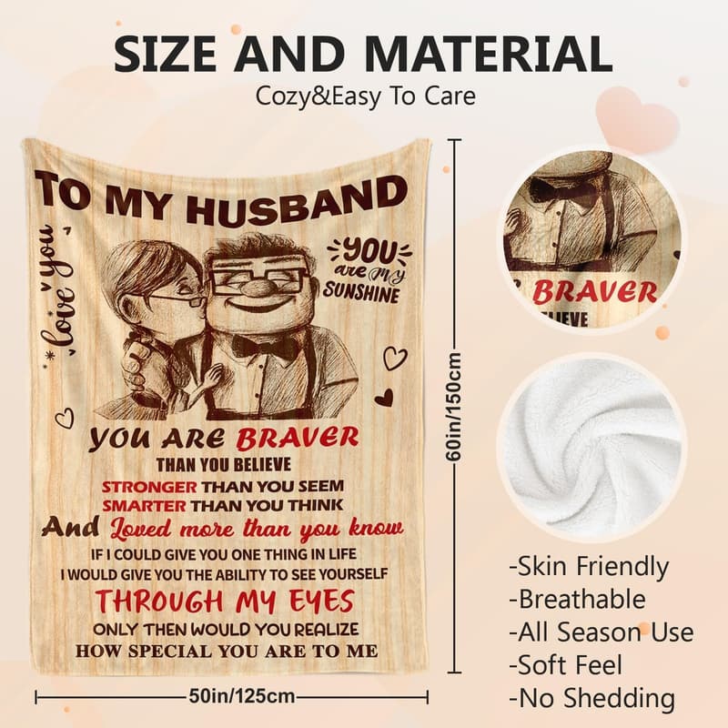 Wedding Anniversary Throw Blanket for Husband 50