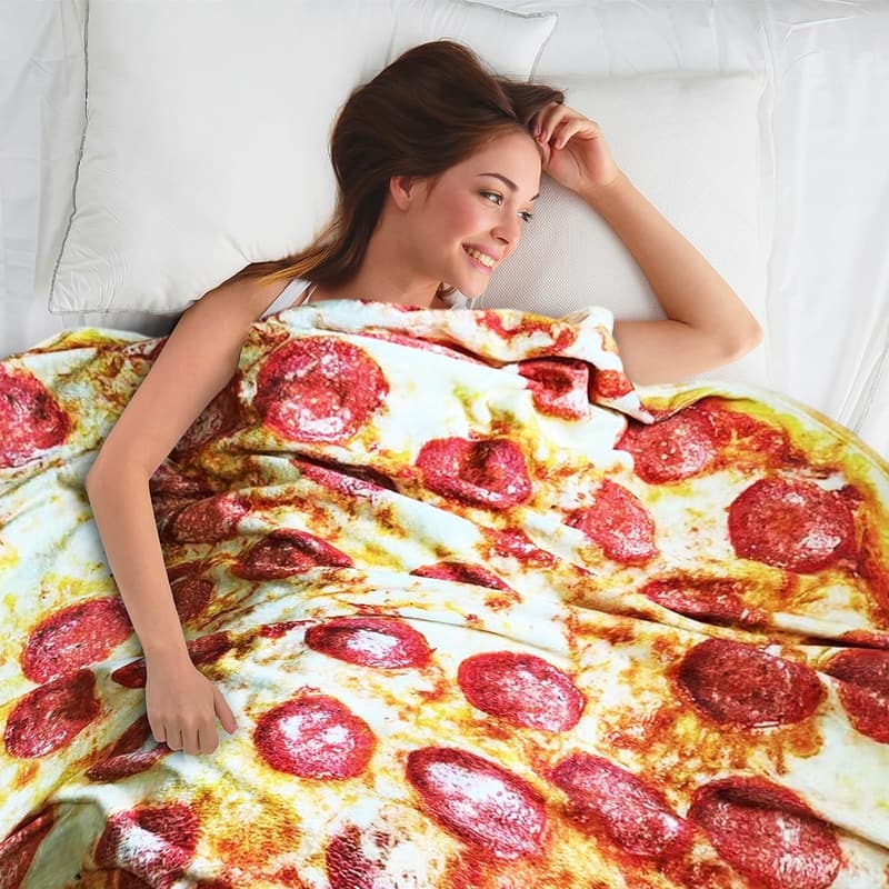 Novelty Pizza Fleece Blanket, 60-inch for Adults & Kids