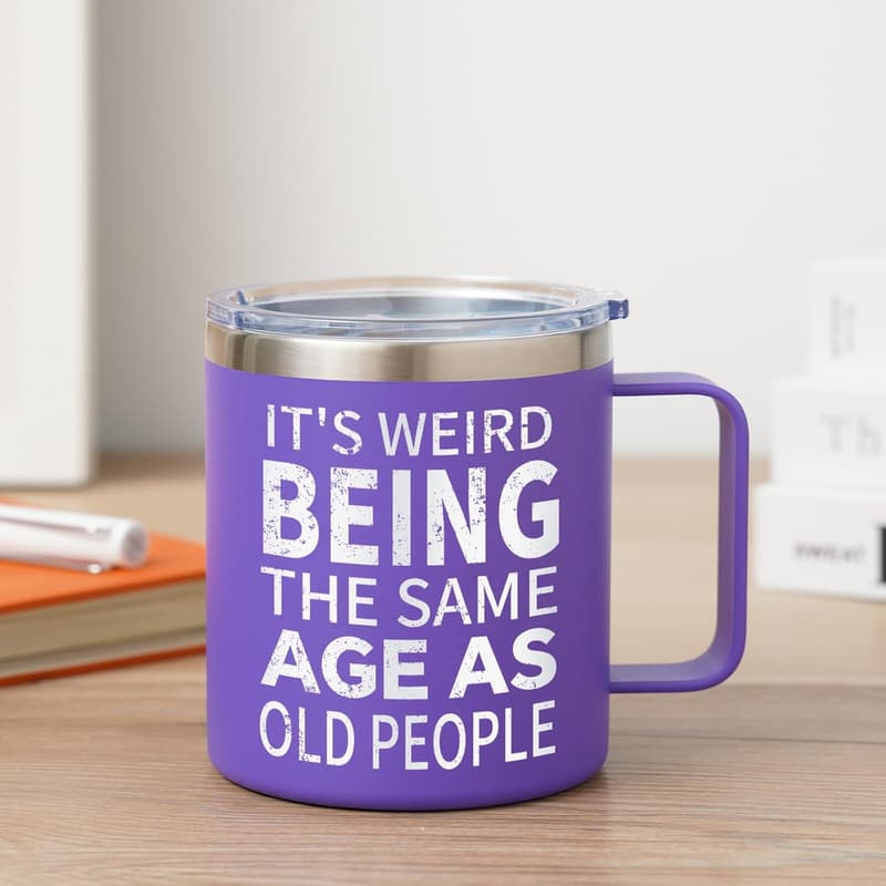 Birthday Mug 14oz for Women - Funny Purple Design