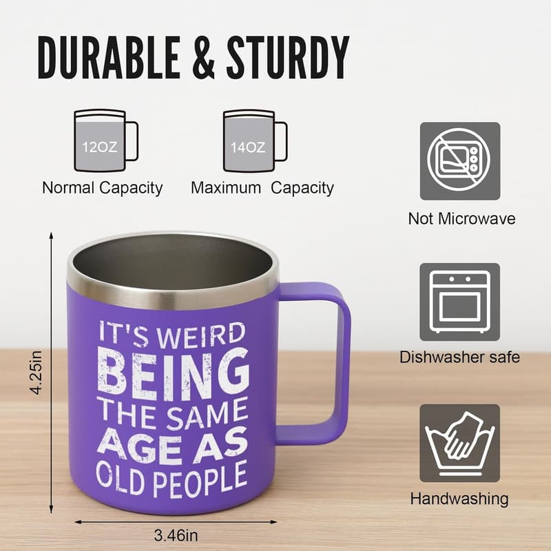 Birthday Mug 14oz for Women - Funny Purple Design