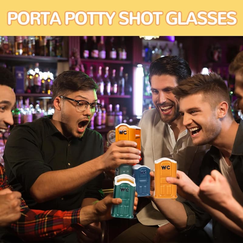 White Elephant Porta Potty Shot Glasses for Adults