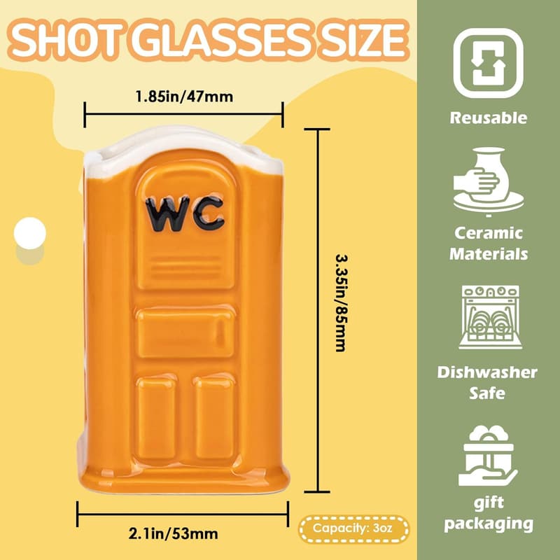White Elephant Porta Potty Shot Glasses for Adults