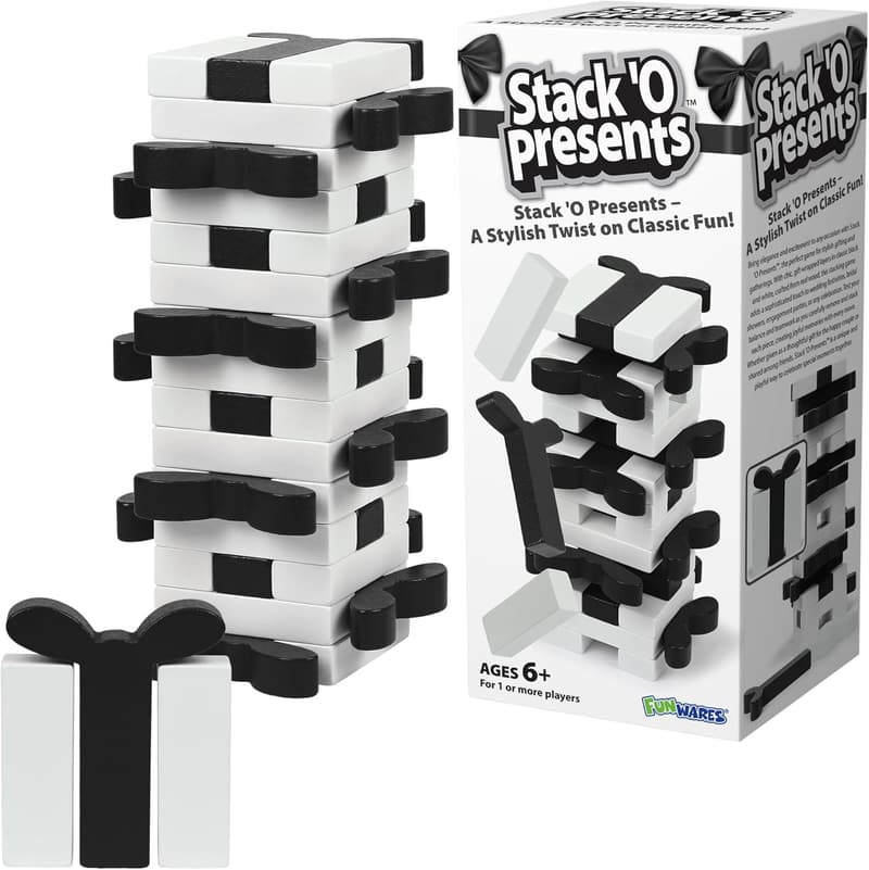 Present-Themed Wooden Stacking Game for Family Fun