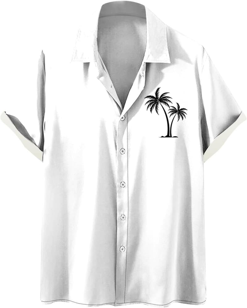 Summer Men's Lightweight Graphic Button-Down Tee
