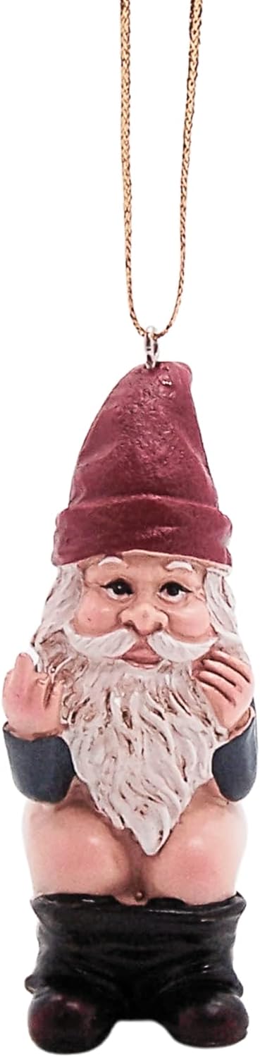 Christmas Naughty Gnome Ornament, Funny Holiday Decor