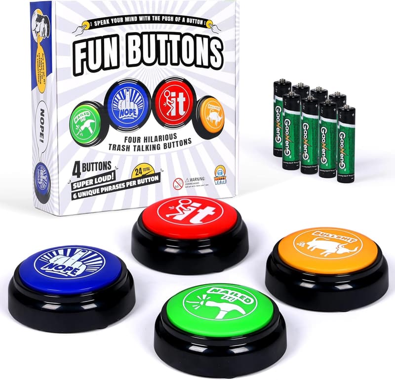 Novelty Sound Button Set with Funny Sayings - 4 Pack