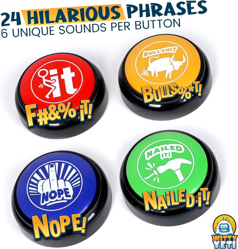 Novelty Sound Button Set with Funny Sayings - 4 Pack