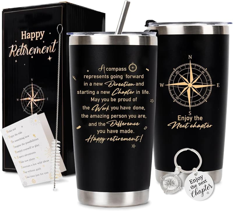 Retirement 20 Oz Black Tumbler Gift Set for Men