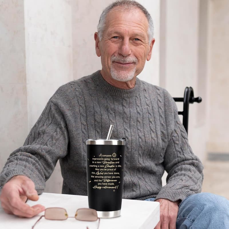 Retirement 20 Oz Black Tumbler Gift Set for Men