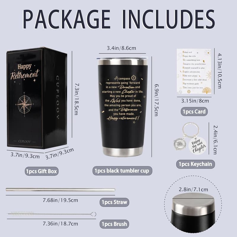 Retirement 20 Oz Black Tumbler Gift Set for Men