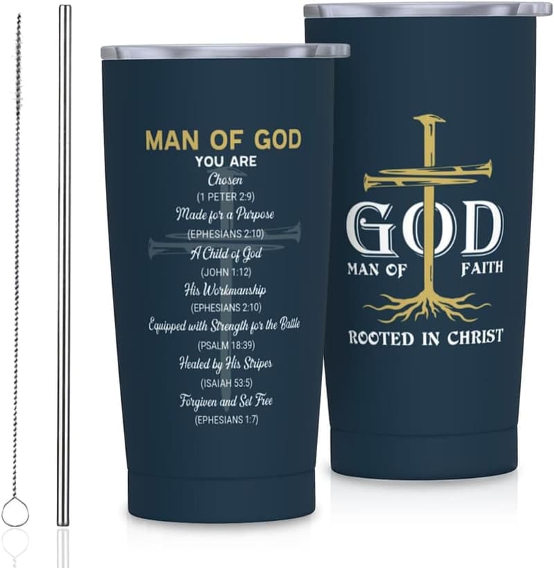 Christian Man 20oz Tumbler with Bible Verse