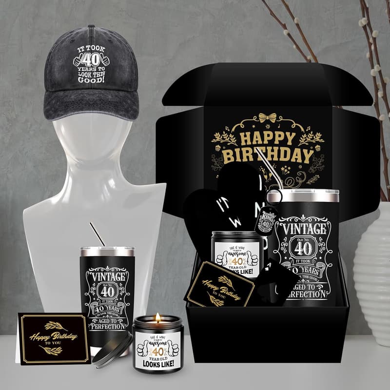 40th Birthday Gift Box: 20 Oz Tumbler & Scented Candle