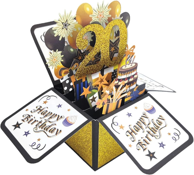 20th Birthday Pop-Up Card for Women and Men