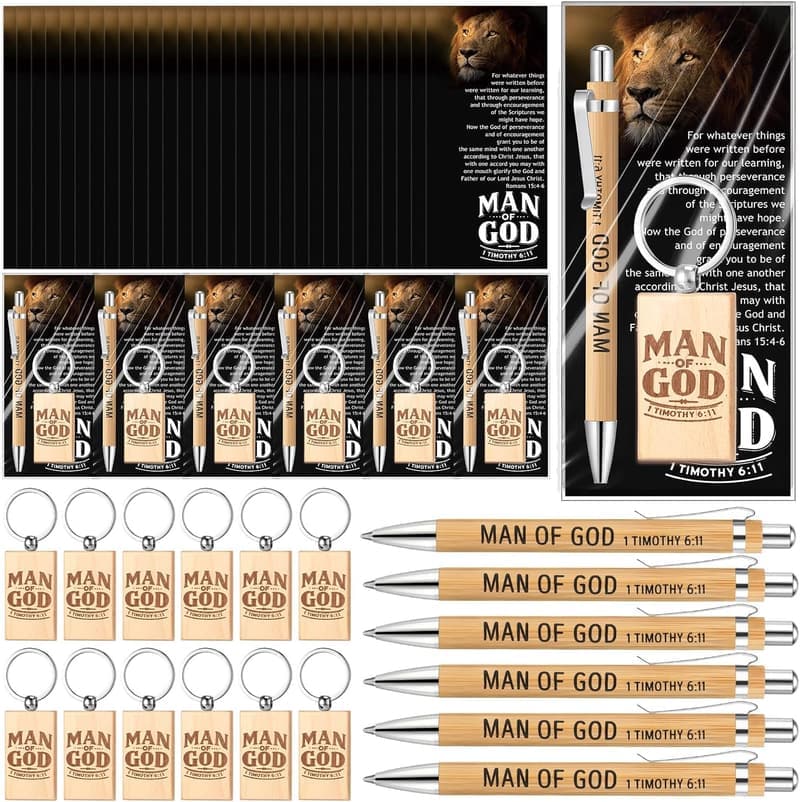 Father's Day Christian Gift Set: 20 Keychains, Pens, Cards