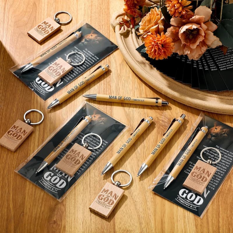 Father's Day Christian Gift Set: 20 Keychains, Pens, Cards