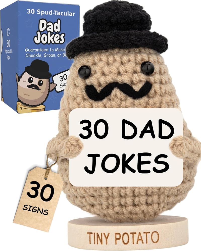 Father's Day Funny Potato Crochet Doll with Signs