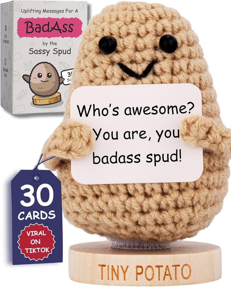 Mother's Day - Funny Crochet Potato Doll with Affirmation Cards