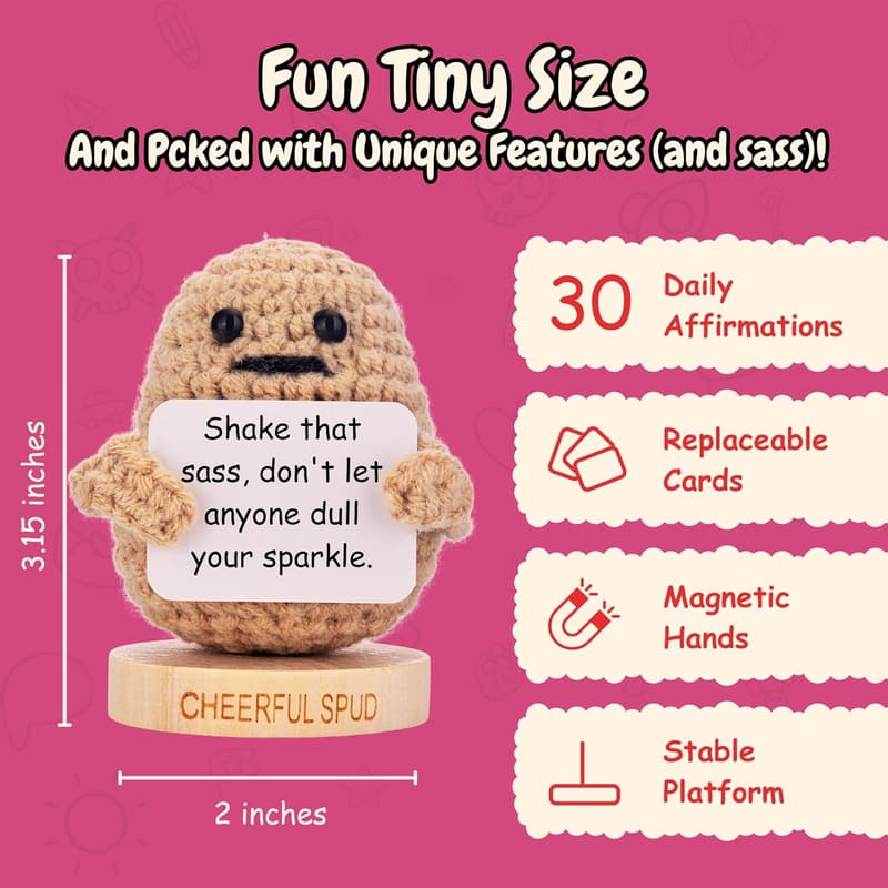 Mother's Day - Funny Crochet Potato Doll with Affirmation Cards
