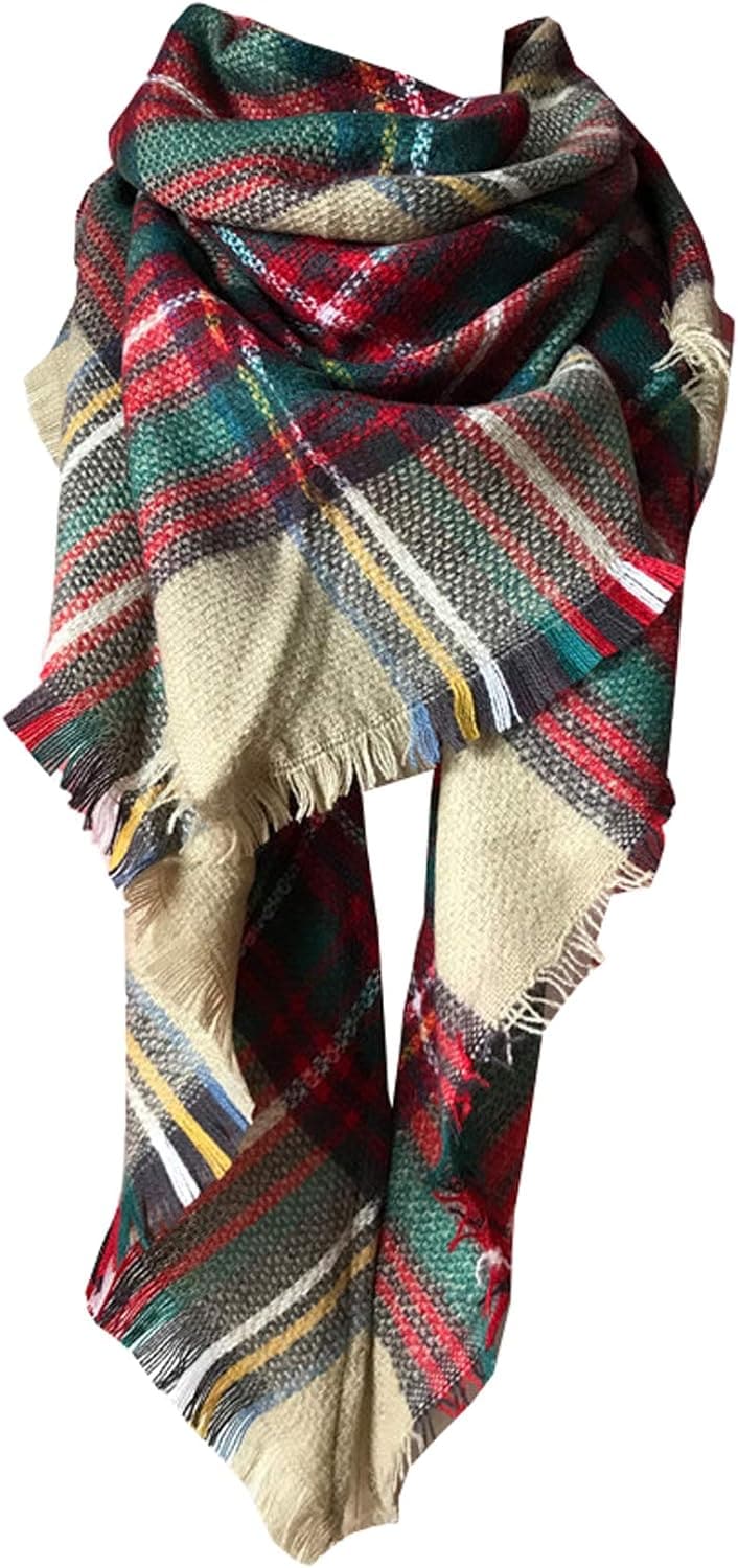 Women's Winter Plaid Triangle Scarf