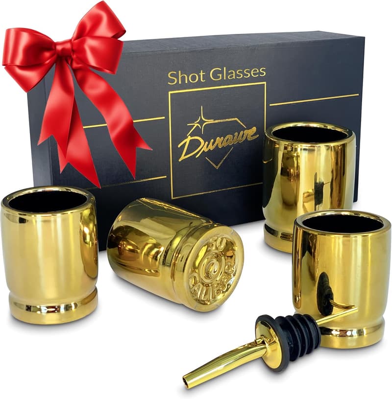 Bullet Shot Glass Set for Men - 50 Cal Design, Set of 4